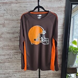 NFL Team Apparel Cleveland Browns Long Sleeve Athletic T-Shirt Adult Size XL